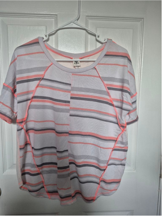 Sew In Love Tops - Women's Sew In Love Short Sleeve Tee S White Coral Striped
